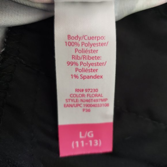 No Boundaries Black Floral Poly Zip Bomber Jacket Size Jr. 11-13 Fits Women M - Picture 10 of 10